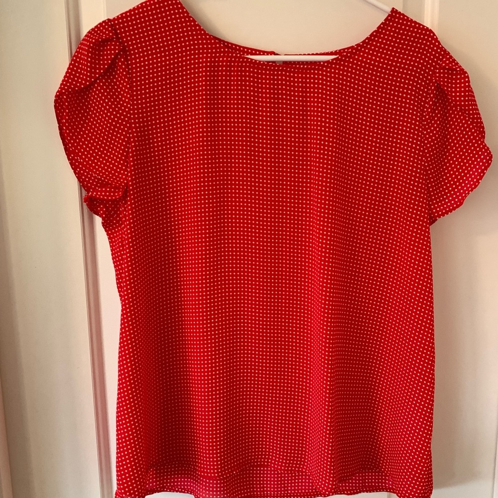 Red polka dot blouse